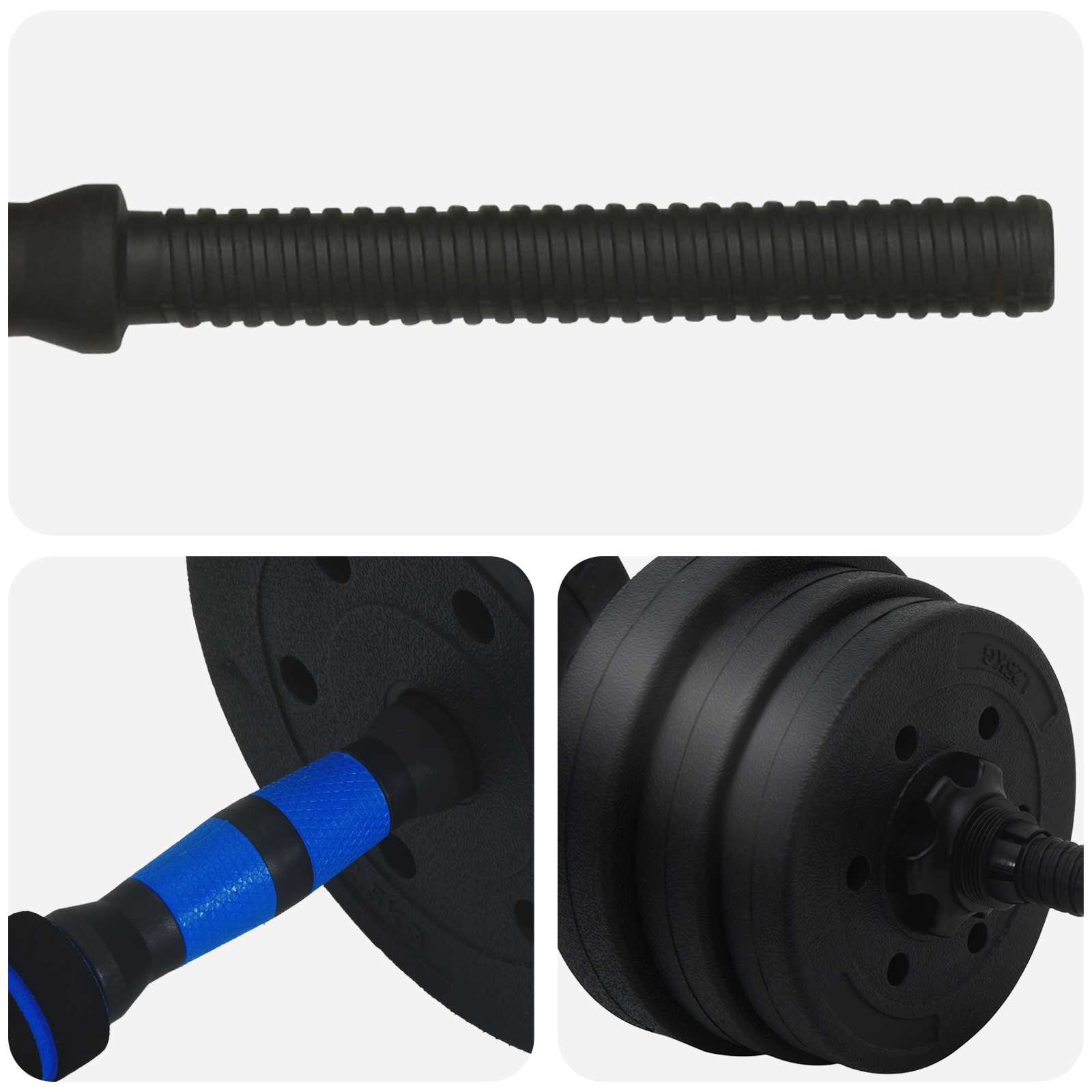vidaXL 2-in-1 Dumbbell Barbell Set 20 kg Black and Blue 6