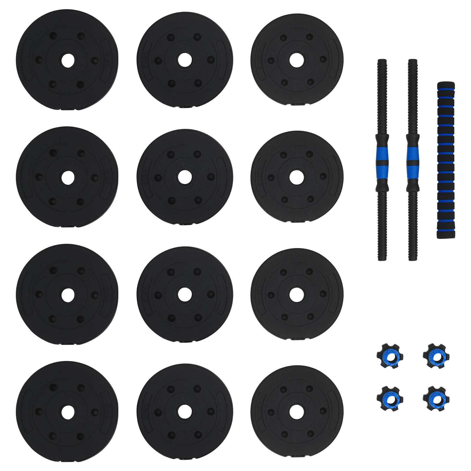 vidaXL 2-in-1 Dumbbell Barbell Set 20 kg Black and Blue 5