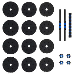 vidaXL 2-in-1 Dumbbell Barbell Set 20 kg Black and Blue 5