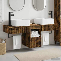 Bathroom Cabinet Set 3 pcs 136 x 35 x 80 cm Smoked oak