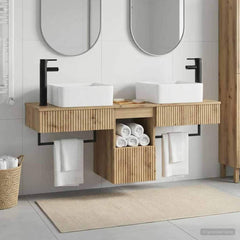 Bathroom Cabinet Set 3 pcs 136 x 35 x 80 cm Artisan oak