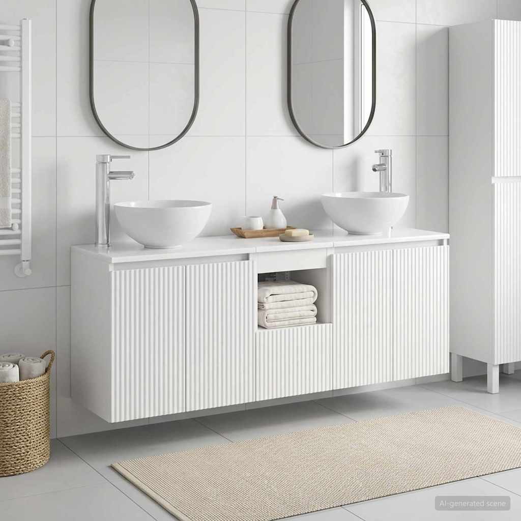 Wall-mounted Bathroom Cabinet Set 3 pcs White