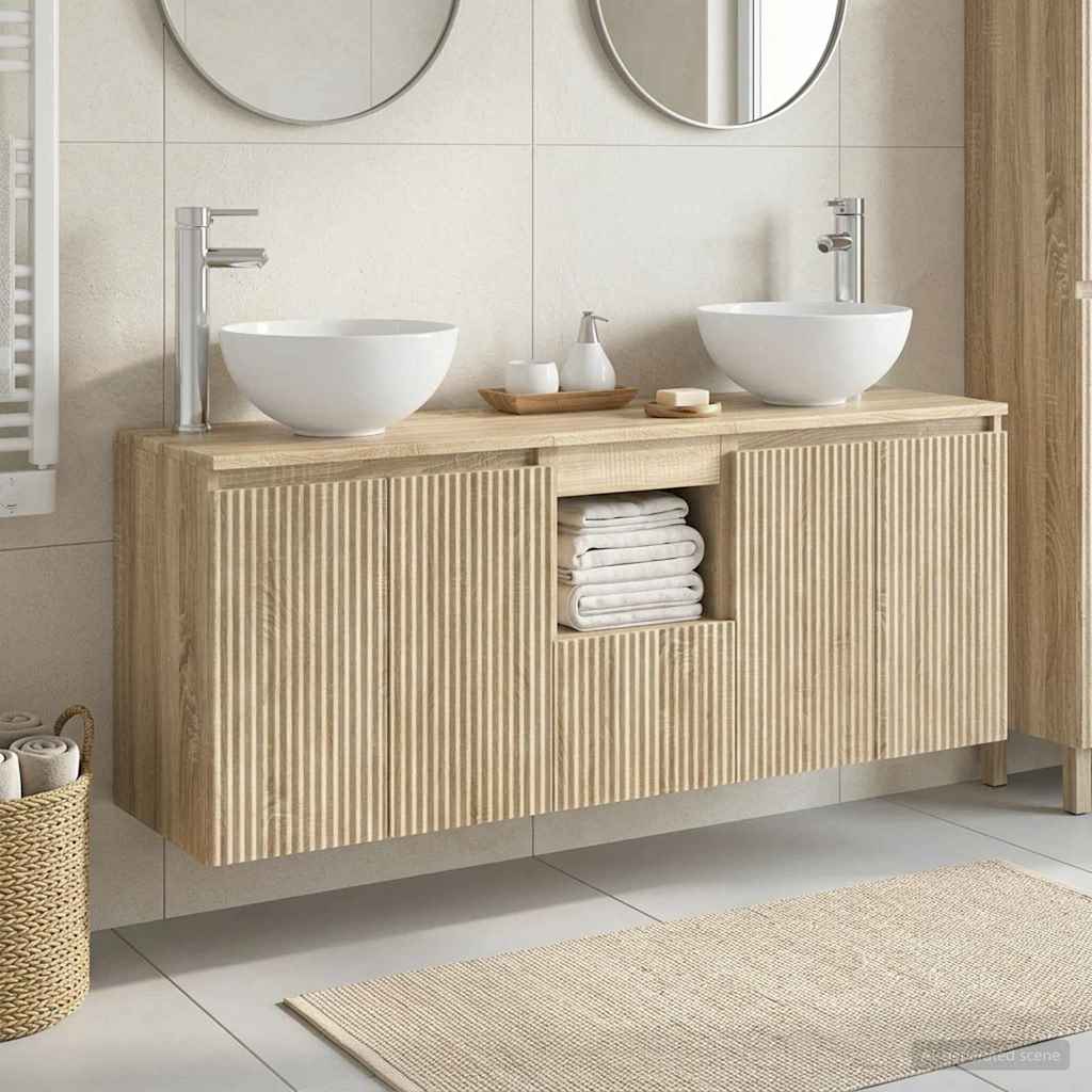 Wall-mounted Bathroom Cabinet Set 3 pcs Sonoma oak