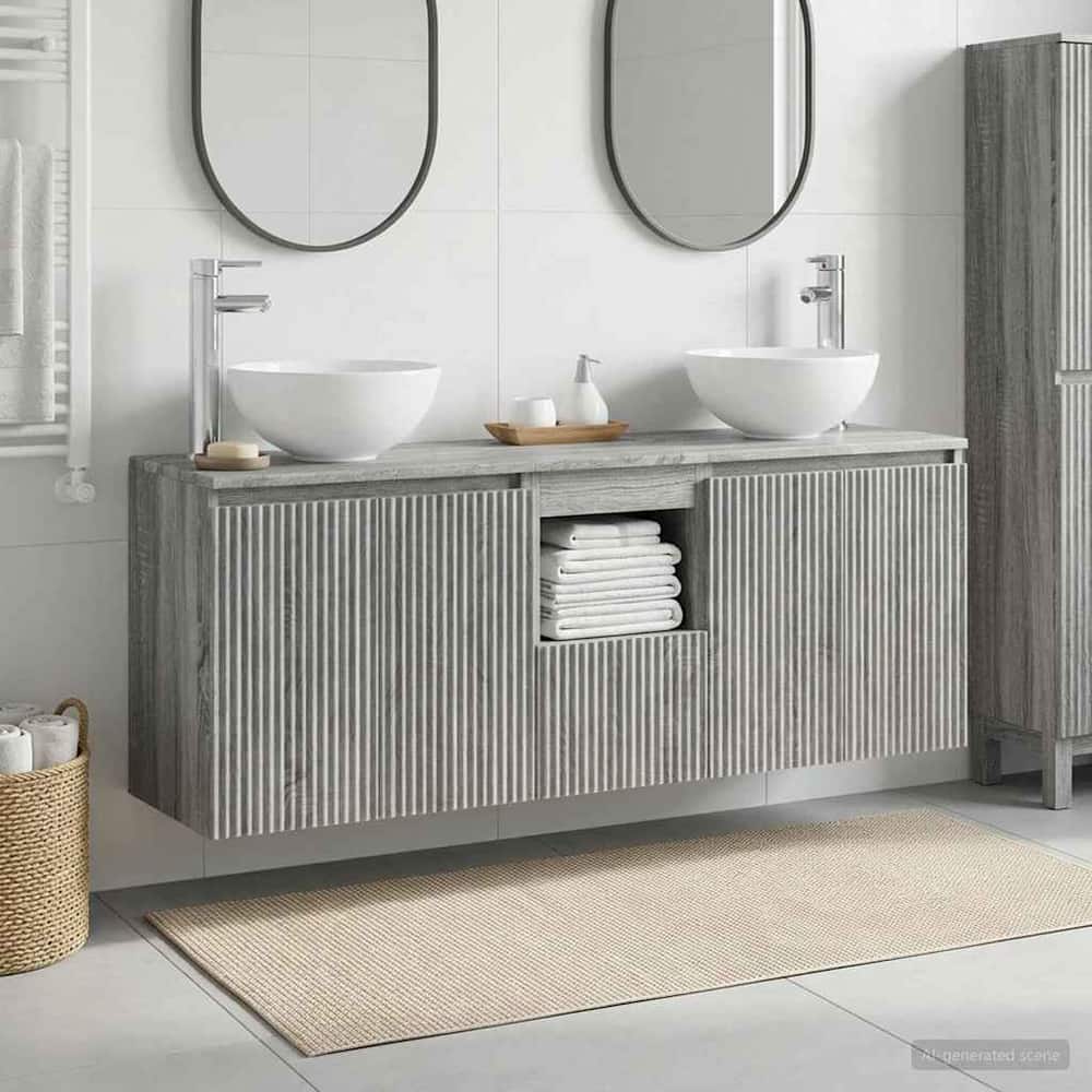 Wall-mounted Bathroom Cabinet Set 3 pcs Grey sonoma