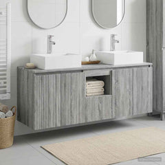 Bathroom Cabinet Set 3 pcs 129 x 41 x 79.5 cm Grey sonoma
