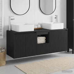 Bathroom Cabinet Set 3 pcs 135 x 35 x 80 cm Black