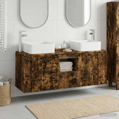 Bathroom Cabinet Set 3 pcs 135 x 35 x 80 cm Smoked oak