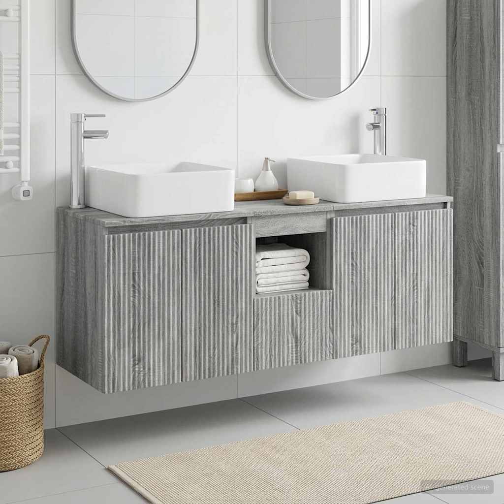 Bathroom Cabinet Set 3 pcs 135 x 35 x 80 cm Grey sonoma