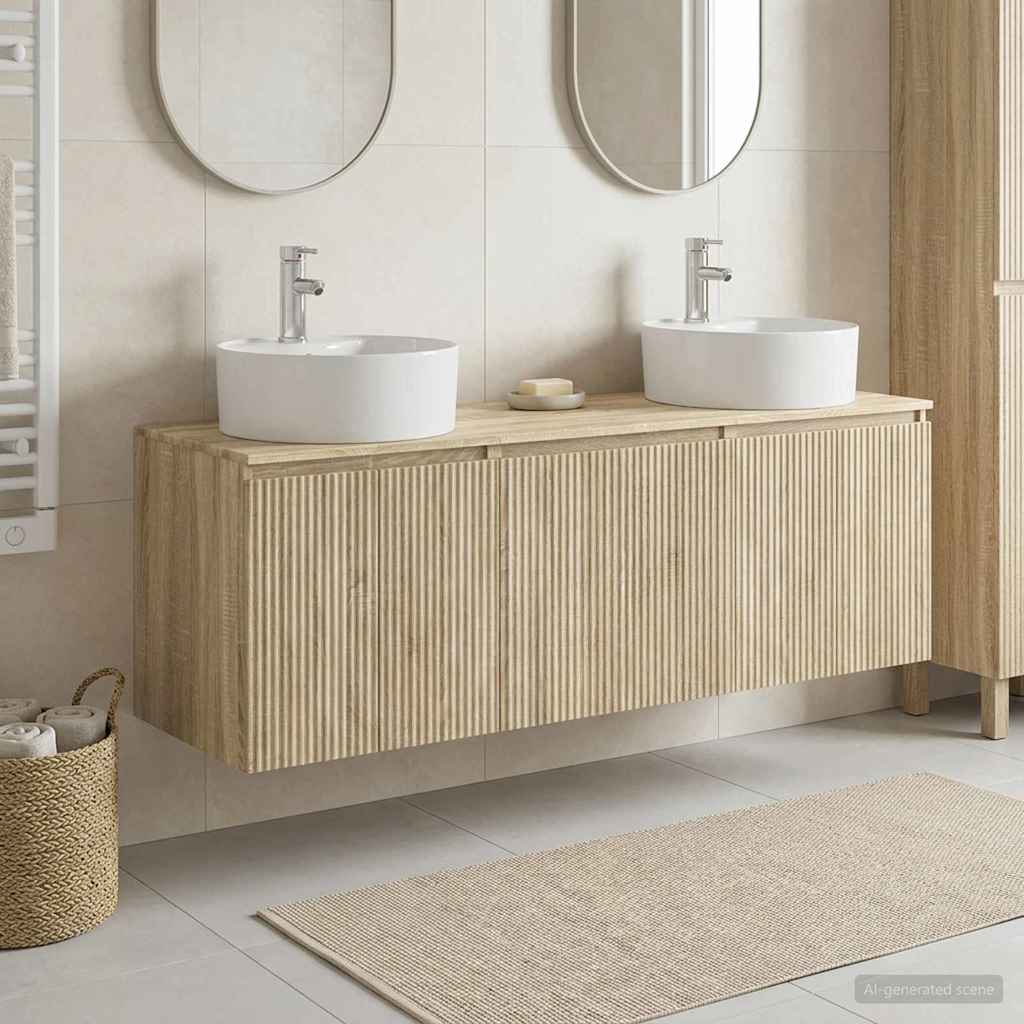 Bathroom Cabinet Set 3 pcs 161.5 x 44.5 x 82 cm Sonoma oak