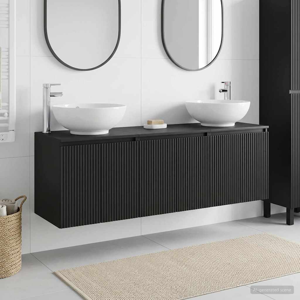 Bathroom Cabinet Set 3 pcs 161.5 x 44.5 x 80 cm Black