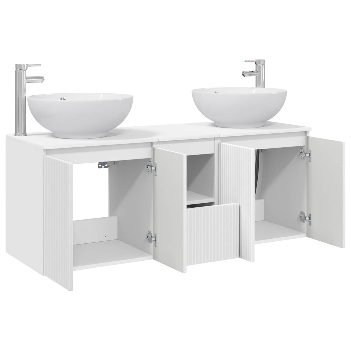 Bathroom Cabinet Set 3 pcs 129 x 44.5 x 80 cm White