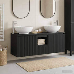 Bathroom Cabinet Set 3 pcs 129 x 44.5 x 80 cm Black