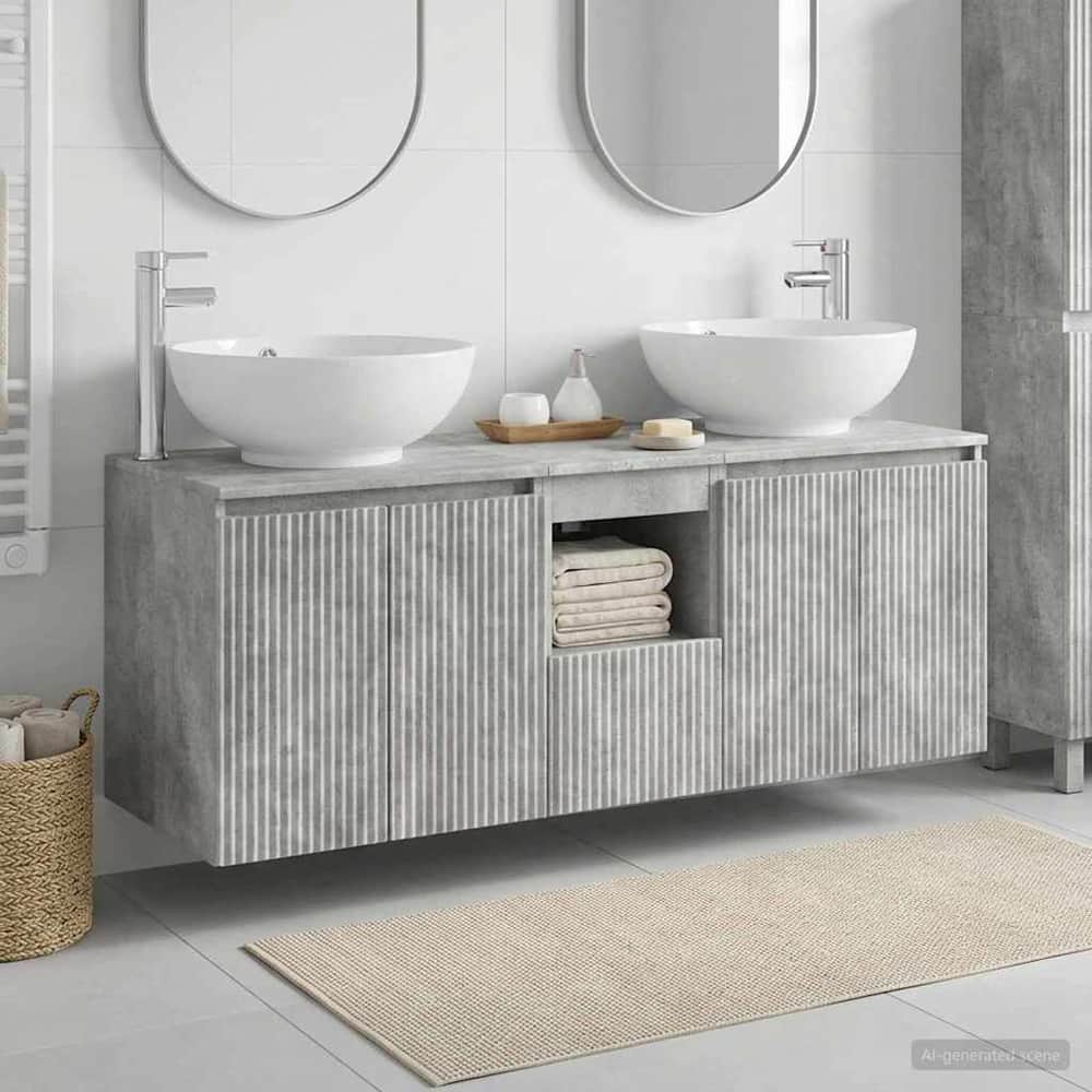 Bathroom Cabinet Set 3 pcs 129 x 44.5 x 80 cm Concrete grey