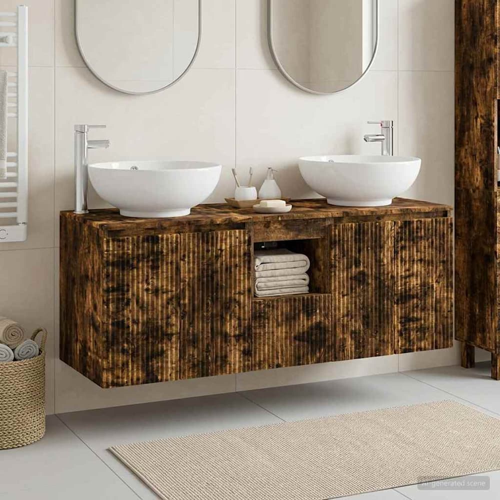 Bathroom Cabinet Set 3 pcs 129 x 44.5 x 80 cm Smoked oak