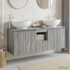 Bathroom Cabinet Set 3 pcs 129 x 44.5 x 80 cm Grey sonoma