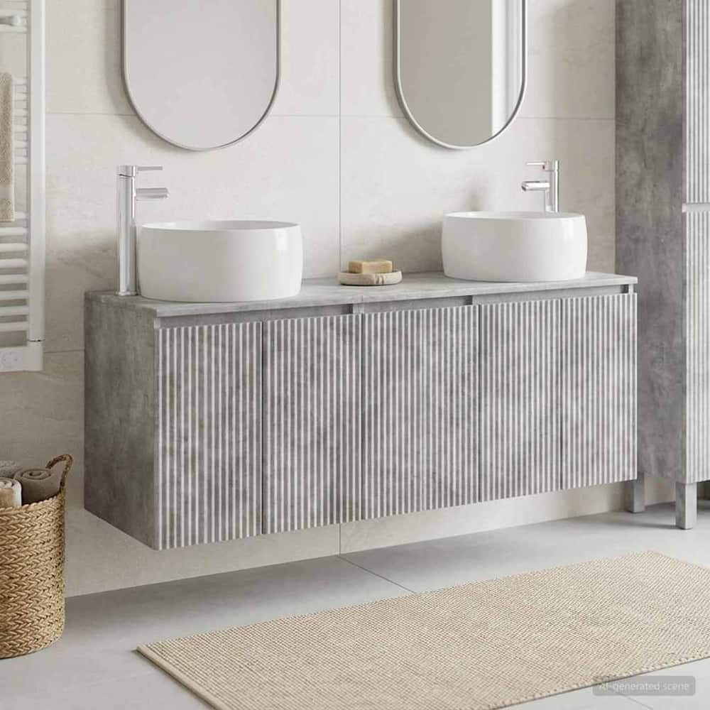 Bathroom Cabinet Set 3 pcs 161.5 x 44.5 x 80 cm Concrete grey