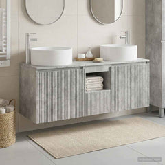 Bathroom Cabinet Set 3 pcs 129 x 44.5 x 80 cm Concrete grey