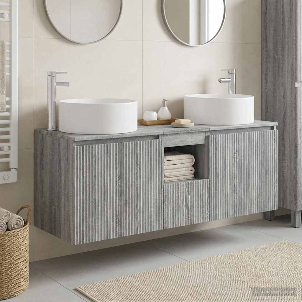 Bathroom Cabinet Set 3 pcs 129 x 44.5 x 80 cm Grey sonoma