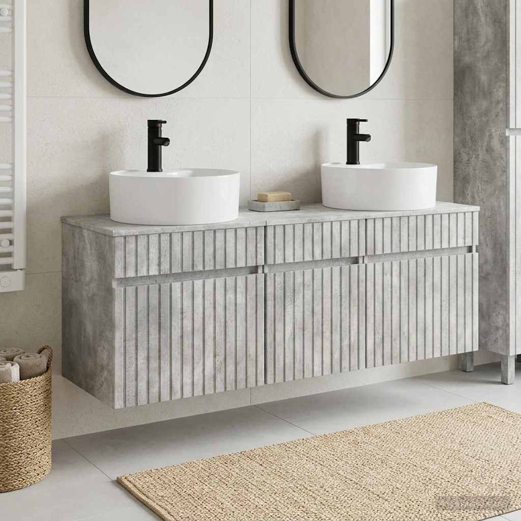 Bathroom Cabinet Set 3 pcs 157 x 44.5 x 82 cm Concrete grey