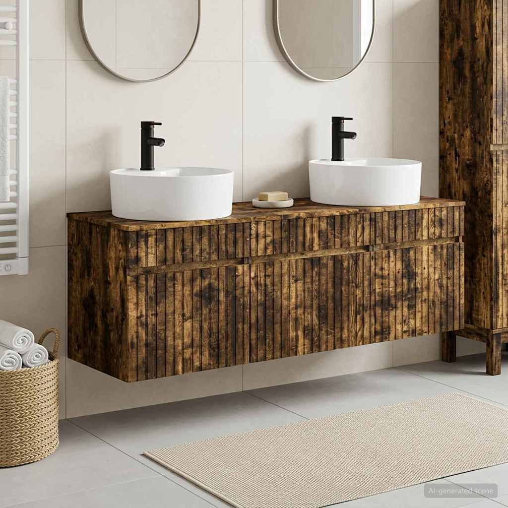 Bathroom Cabinet Set 3 pcs 157 x 44.5 x 82 cm Smoked oak