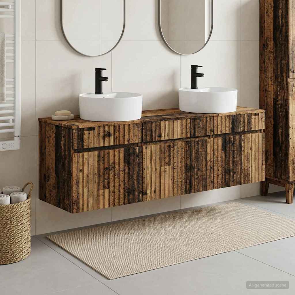 Bathroom Cabinet Set 3 pcs 157 x 44.5 x 82 cm Old wood