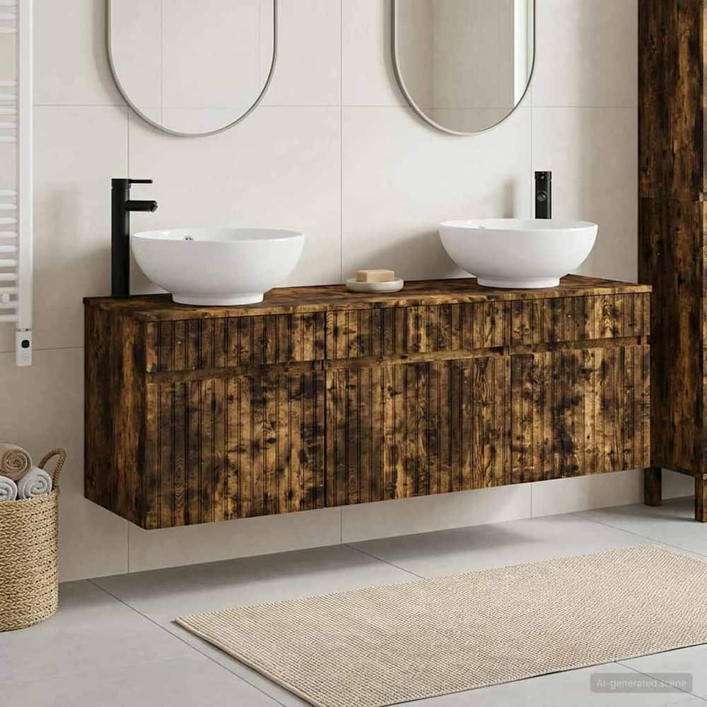 Bathroom Cabinet Set 3 pcs 157 x 44.5 x 80 cm Smoked oak