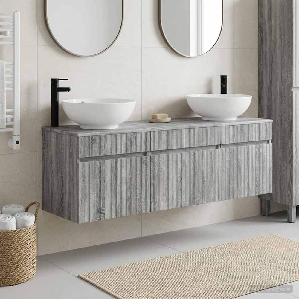 Bathroom Cabinet Set 3 pcs 157 x 44.5 x 80 cm Grey sonoma