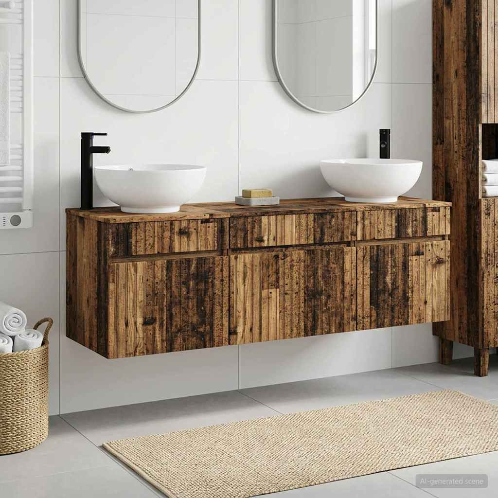 Bathroom Cabinet Set 3 pcs 157 x 44.5 x 80 cm Old wood
