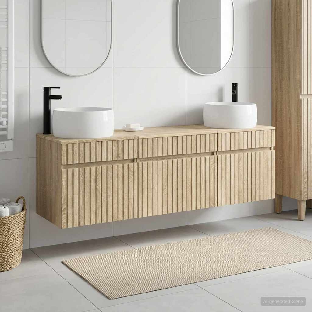 Bathroom Cabinet Set 3 pcs 157 x 44.5 x 80 cm Sonoma oak