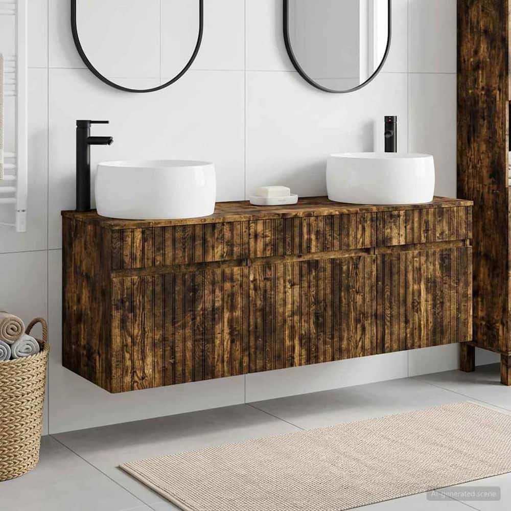 Bathroom Cabinet Set 3 pcs 157 x 44.5 x 80 cm Smoked oak