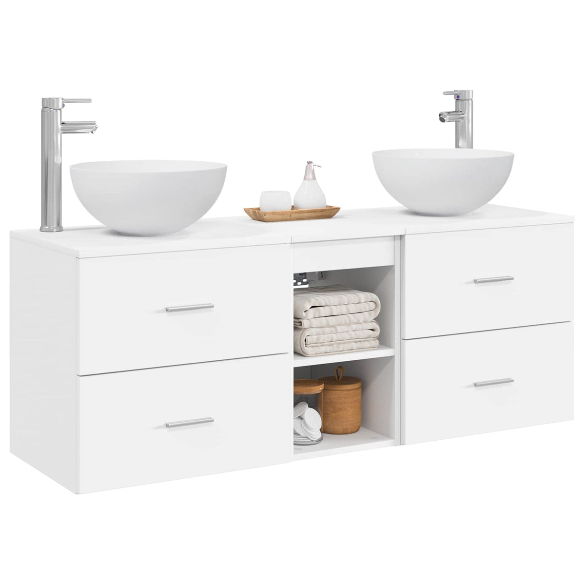 Bathroom Cabinet Set 3 pcs 129 x 41 x 80 cm White