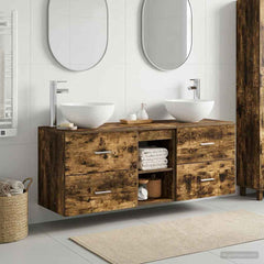 Bathroom Cabinet Set 3 pcs 129 x 41 x 80 cm Smoked oak