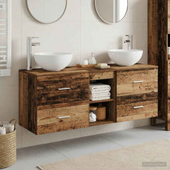 Bathroom Cabinet Set 3 pcs 129 x 41 x 80 cm Old wood