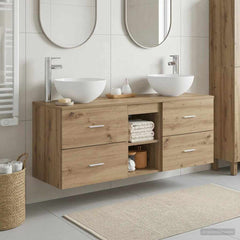 Bathroom Cabinet Set 3 pcs 129 x 41 x 80 cm Artisan oak