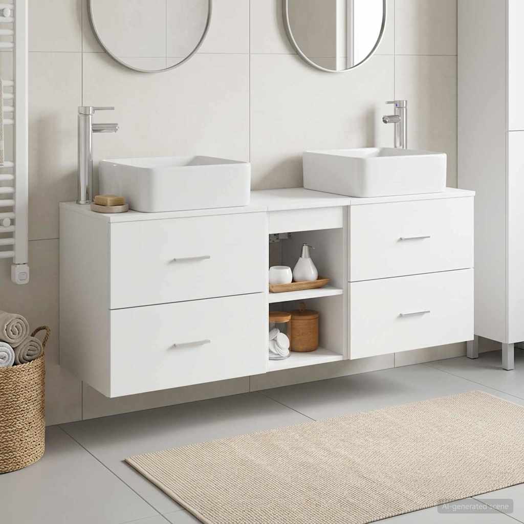 Bathroom Cabinet Set 3 pcs 129 x 41 x 80 cm White