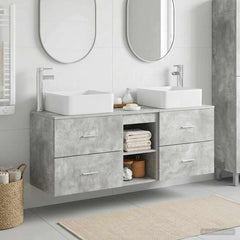 Bathroom Cabinet Set 3 pcs 129 x 41 x 80 cm Concrete grey