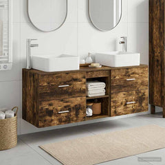 Bathroom Cabinet Set 3 pcs 129 x 41 x 80 cm Smoked oak