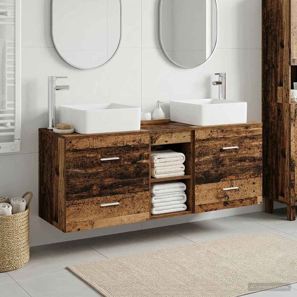 Bathroom Cabinet Set 3 pcs 129 x 41 x 80 cm Old wood