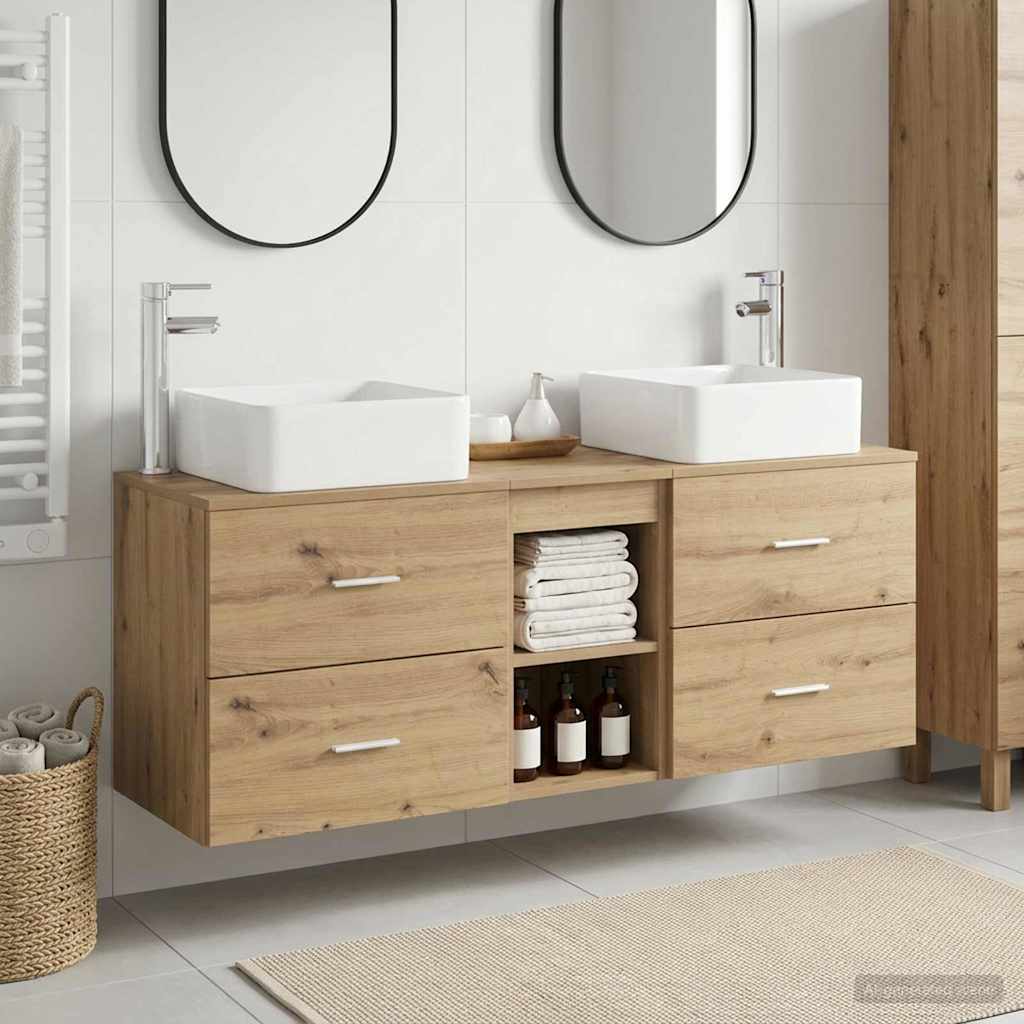 Bathroom Cabinet Set 3 pcs 129 x 41 x 80 cm Artisan oak