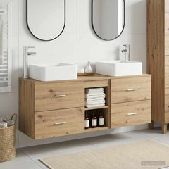 Bathroom Cabinet Set 3 pcs 129 x 41 x 80 cm Artisan oak