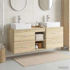 Bathroom Cabinet Set 3 pcs 129 x 41 x 79.5 cm Sonoma oak
