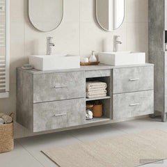 Bathroom Cabinet Set 3 pcs 129 x 41 x 79.5 cm Concrete grey