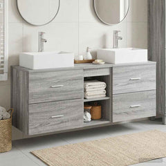 Bathroom Cabinet Set 3 pcs 129 x 41 x 79.5 cm Grey sonoma