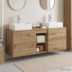 Bathroom Cabinet Set 3 pcs 129 x 41 x 79.5 cm Artisan oak