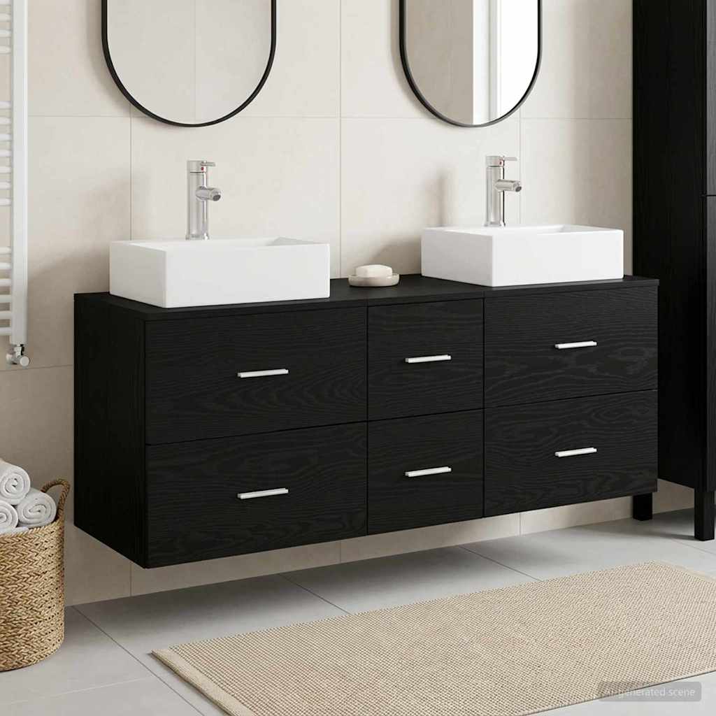 Bathroom Cabinet Set 3 pcs 129 x 41 x 79.5 cm Black