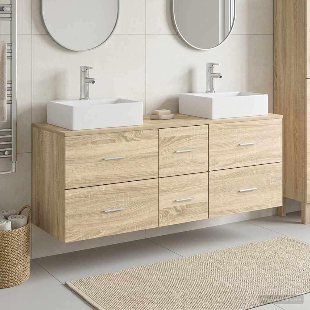 Bathroom Cabinet Set 3 pcs 129 x 41 x 79.5 cm Sonoma oak