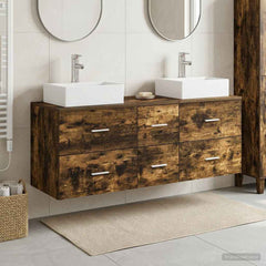 Bathroom Cabinet Set 3 pcs 129 x 41 x 79.5 cm Smoked oak