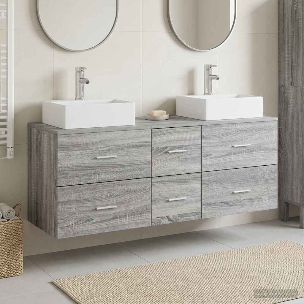 Bathroom Cabinet Set 3 pcs 129 x 41 x 79.5 cm Grey sonoma