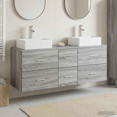 Bathroom Cabinet Set 3 pcs 129 x 41 x 79.5 cm Grey sonoma
