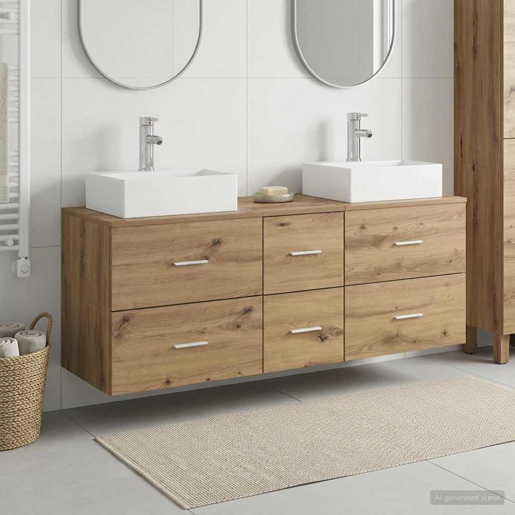 Bathroom Cabinet Set 3 pcs 129 x 41 x 79.5 cm Artisan oak